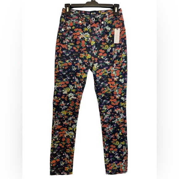 Meave By Anthropology Floral Motif Hi Waist Skinny Slit Jeans Size 26 - Picture 2 of 16